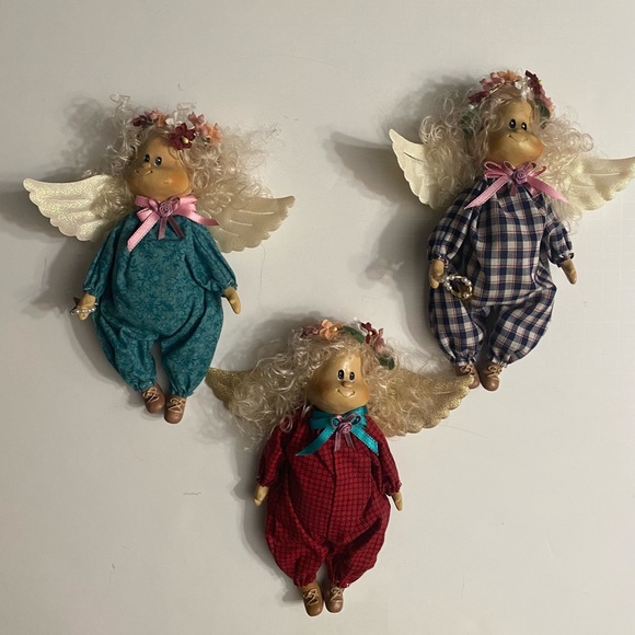 Set of 3 Angels Decor Handcrafted ceramic Holiday Decor Craft vintage - Picture 1 of 13